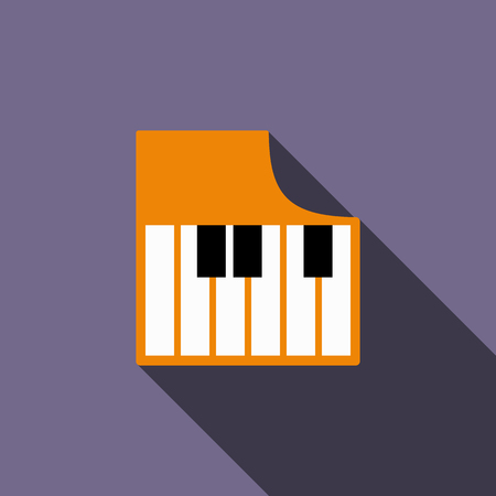 Piano keys icon in flat style on a violet backgroundのイラスト素材