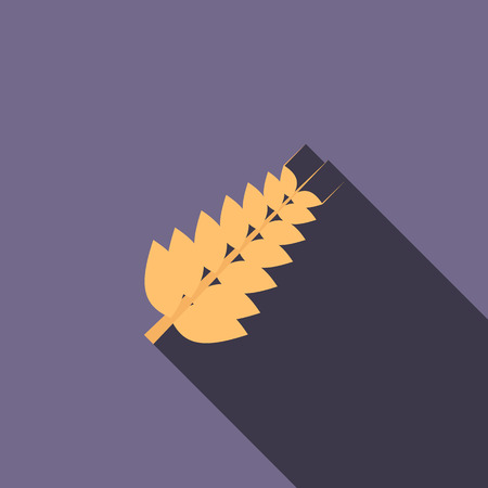 Barley ear icon in flat style with long shadowのイラスト素材