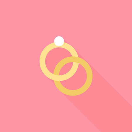 Engagement rings icon in flat style with long shadow. Wedding and celebration symbolのイラスト素材