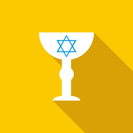 Cup with Star of David icon in flat style on a yellow backgroundのイラスト素材