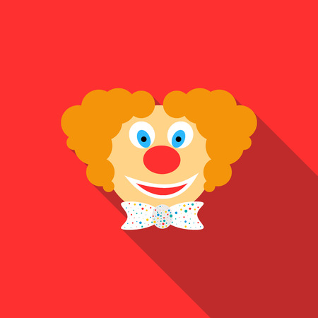 Head of clown icon in flat style on a red backgroundのイラスト素材