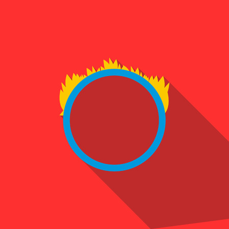 Ring of fire icon in flat style on a red backgroundのイラスト素材