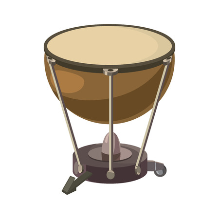 Drum icon in cartoon style on a white backgroundのイラスト素材