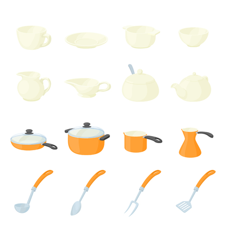 Pastry set icons in cartoon style isolated on white backgroundのイラスト素材