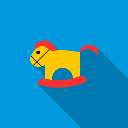 Horse rocking icon in flat style with long shadow. Children toys symbolのイラスト素材
