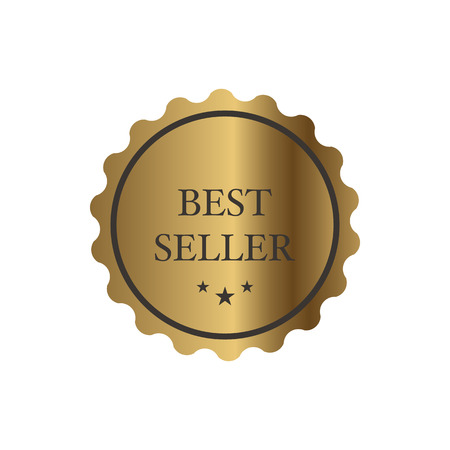 Best seller golden label in simple style on a white backgroundのイラスト素材