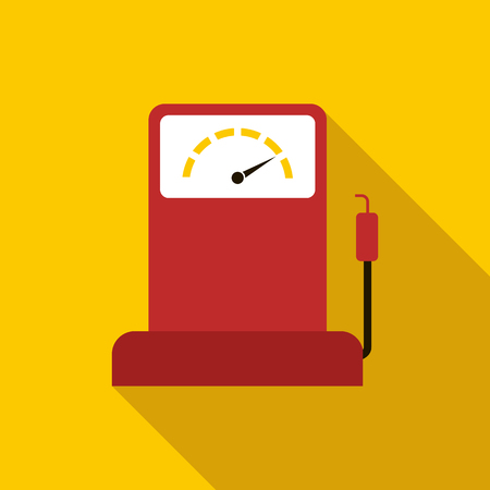 Gas station icon in flat style on a yellow backgroundのイラスト素材