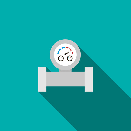 Water meter icon in flat style on a turquoise backgroundのイラスト素材