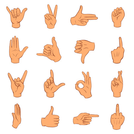 Hand icons set in hand-drawn style isolated on white backgroundのイラスト素材
