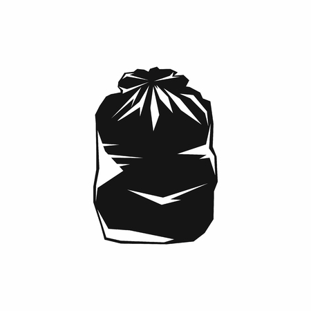 Black trash bag icon in simple style isolated on white backgroundのイラスト素材