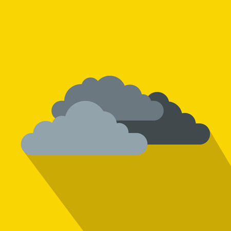 Dark storm clouds icon in flat style on a yellow backgroundのイラスト素材