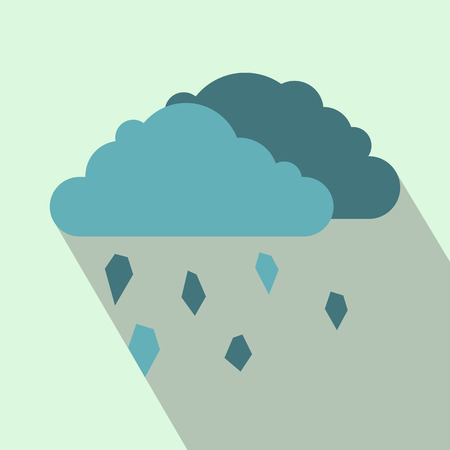 Clouds and hail icon in flat style on a light blue backgroundのイラスト素材