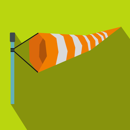 Windsock icon in flat style on a green backgroundのイラスト素材