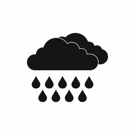 Cloud and rain icon in simple style isolated on white backgroundのイラスト素材