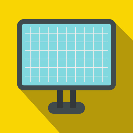 Computer monitor with the program for architecture icon in flat style on a yellow backgroundのイラスト素材