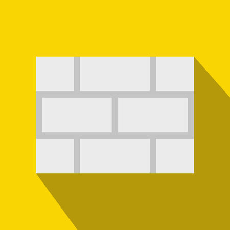 Concrete block wall icon in flat style on a yellow backgroundのイラスト素材