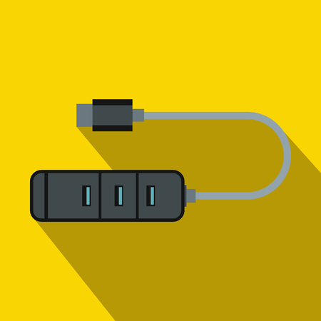 USB adapter connectors icon in flat style on a yellow backgroundのイラスト素材