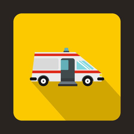 Ambulance icon in flat style with long shadow. Treatment and medicine symbolのイラスト素材