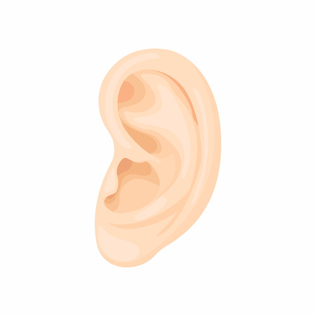Human ear icon in cartoon style on a white backgroundのイラスト素材