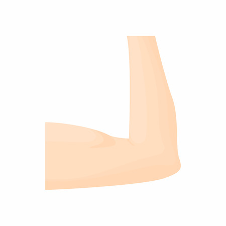 Arm showing biceps muscle icon in cartoon style on a white backgroundのイラスト素材