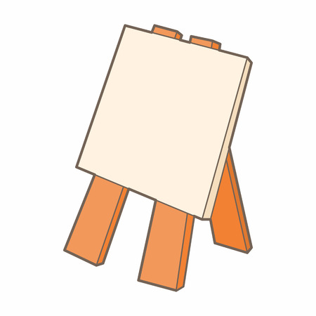 Wooden easel icon in cartoon style on a white backgroundのイラスト素材
