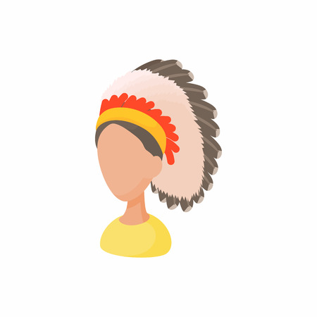 American Indian icon in cartoon style on a white backgroundのイラスト素材