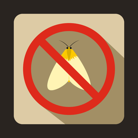No moth sign icon in flat style on a beige backgroundのイラスト素材