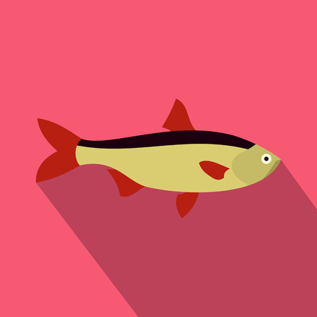 Salmon fish icon in flat style with long shadow. Sea and ocean symbolのイラスト素材