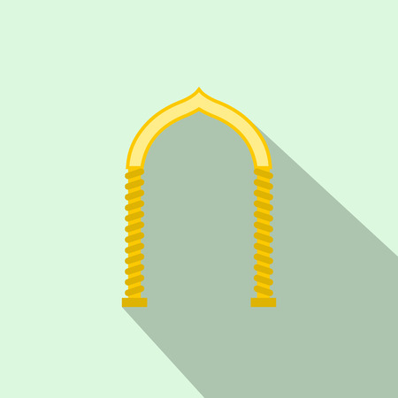 Yellow arch icon in flat style with long shadow. Construction and interiors symbolのイラスト素材