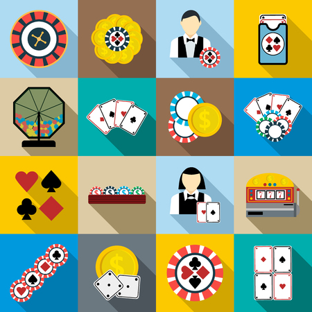 Casino icons set in flat syle for any designのイラスト素材