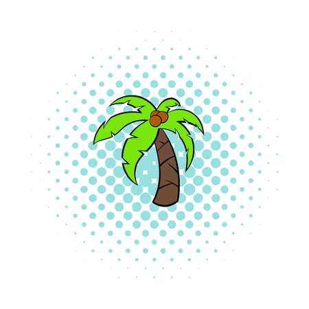 Tropical palm tree icon in comics style isolated on white backgroundのイラスト素材