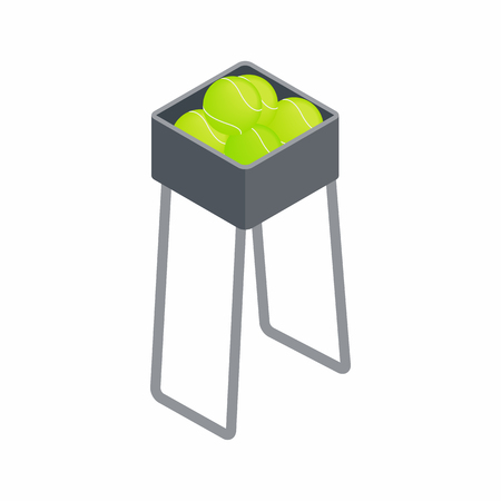 Basket for keep tennis balls icon in isometric 3d style on a white backgroundのイラスト素材