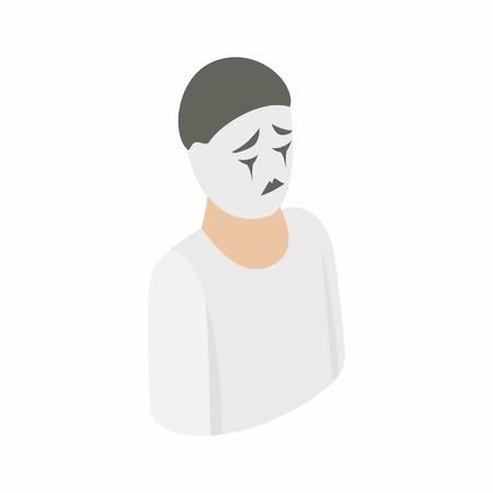 Mime icon in isometric 3d style on a white backgroundのイラスト素材