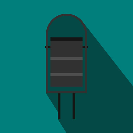 Trash bin for street icon in flat style with long shadow. Waste and sanitation symbolのイラスト素材