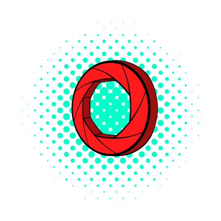 Red camera icon in comics style on a white backgroundのイラスト素材
