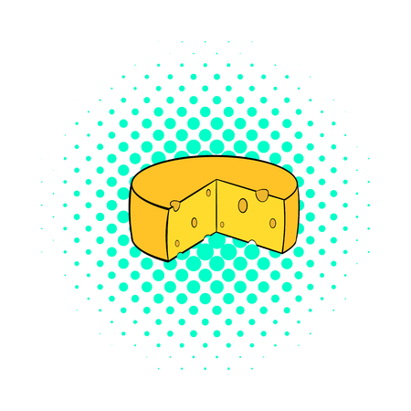 Dutch cheese icon in comics style on a white backgroundのイラスト素材