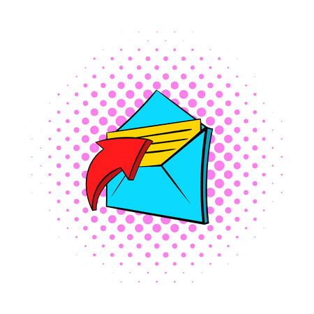 E-mail message icon in pop-art style on dotted background. Internet and message symbolのイラスト素材