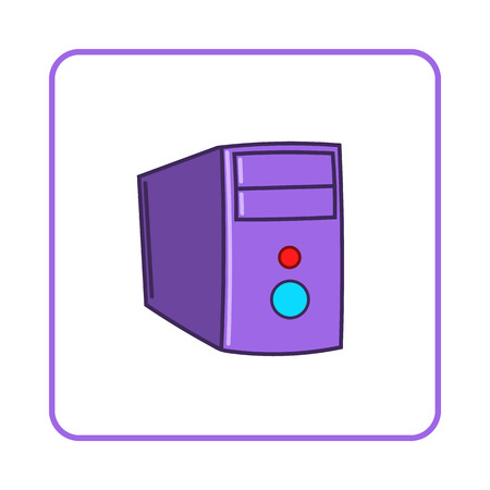 System unit of computer icon in simple style on white background. Device symbolのイラスト素材