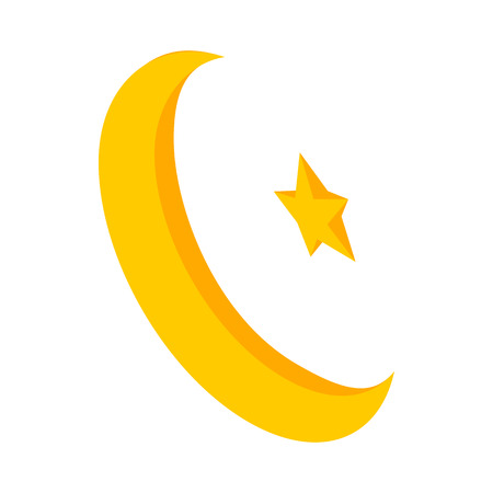 Star and Crescent icon in isometric 3d style isolated on white background. Religion symbolのイラスト素材