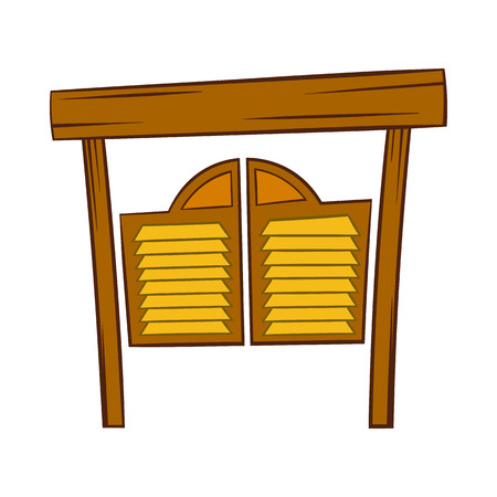 Doors in western saloon icon in cartoon style on a white backgroundのイラスト素材