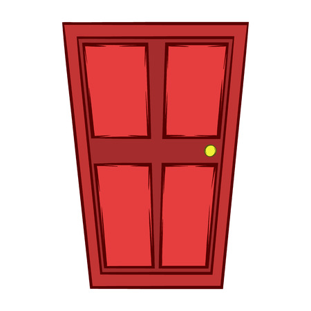 Red wooden door icon in cartoon style on a white backgroundのイラスト素材