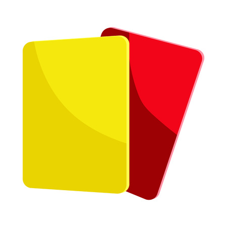 Red and yellow referee cards icon in cartoon style on a white backgroundのイラスト素材