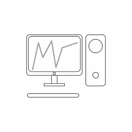 Graph in computer screen icon in thin line style isolated on white backgroundのイラスト素材