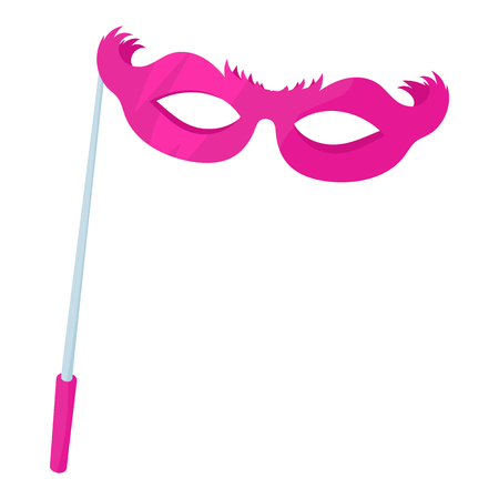Pink theatrical mask icon in cartoon style on a white backgroundのイラスト素材