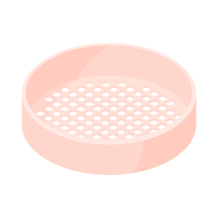 Wooden sieve icon in cartoon style on a white backgroundのイラスト素材