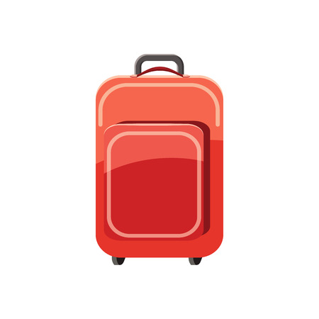 Red travel suitcase icon in cartoon style on a white backgroundのイラスト素材