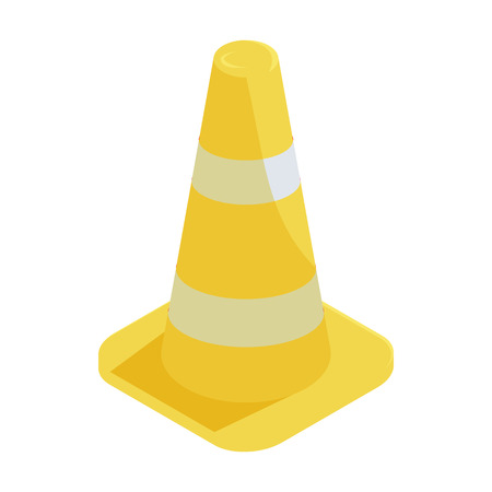 Traffic cone icon in cartoon style on a white backgroundのイラスト素材