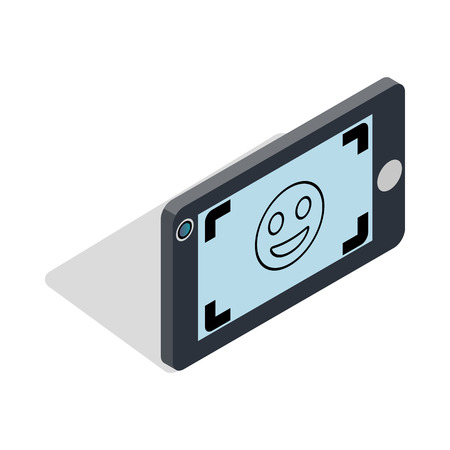 Selfie icon in isometric 3d style on a white backgroundのイラスト素材