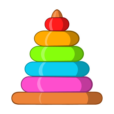 Childrens colorful pyramid icon in cartoon style on a white backgroundのイラスト素材
