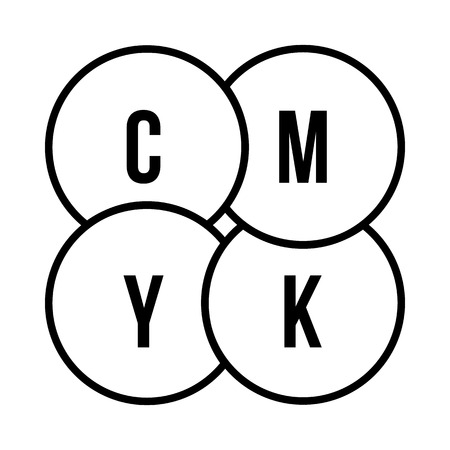 CMYK circles icon in outline style isolated on whie backgroundのイラスト素材